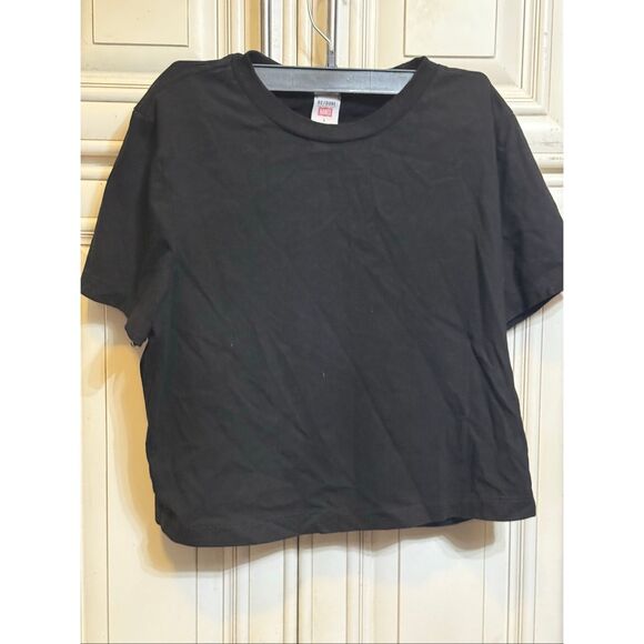 RE/DONE X Hanes Women's Crew Neck Cotton Micro Tee Black Size Large - Picture 6 of 7